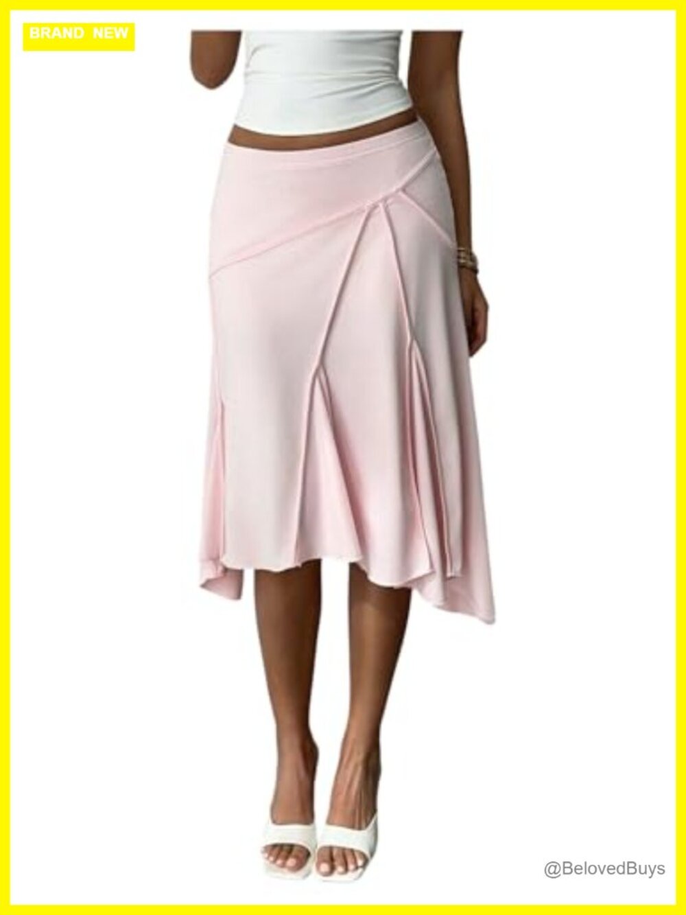 Milumia Women's Y2k Asymmetrical Midi Skirt Low Rise Ruffle Hem Flowy Summer